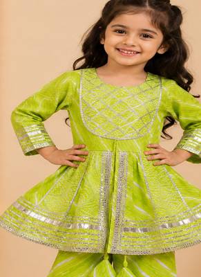 Green bandhej anarkali set 1