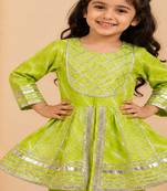Green bandhej anarkali set