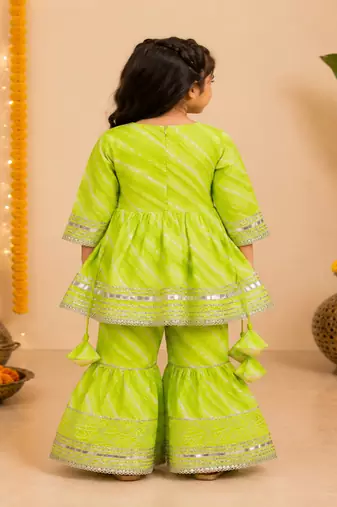 Green bandhej anarkali set