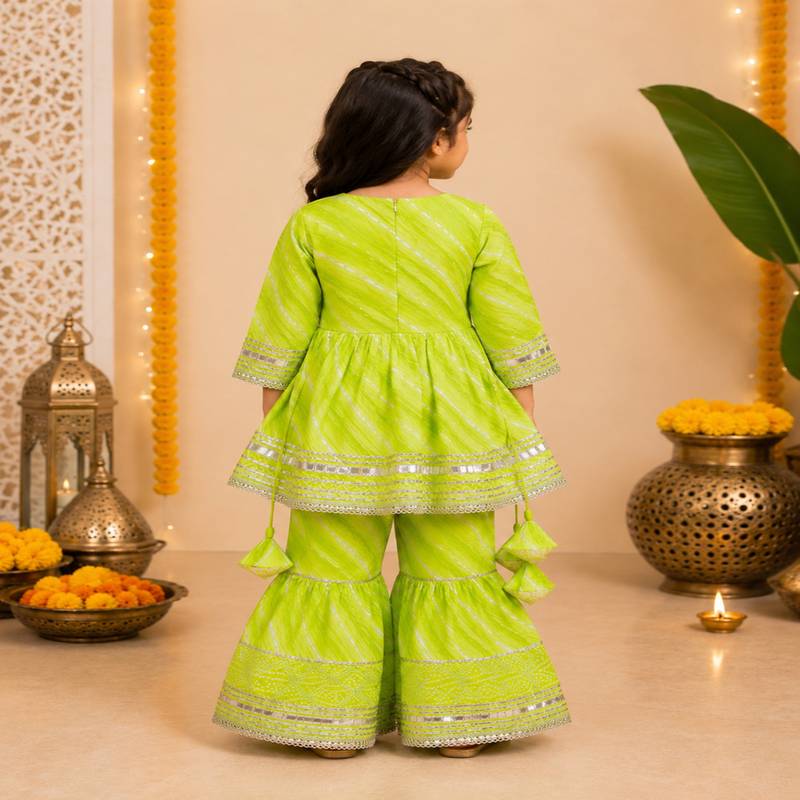Green bandhej anarkali set