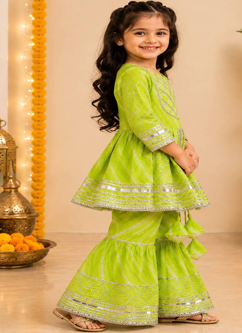 Green bandhej anarkali set