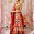 red silk blend printed lehenga choli