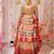 red silk blend printed lehenga choli