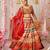 red silk blend printed lehenga choli