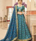 teal blue art silk embroidered lehenga choli