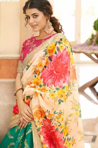 teal art silk embroidered lehenga choli