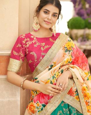 teal art silk embroidered lehenga choli 4