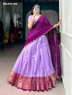 lavender cotton silk plain lehenga choli 1