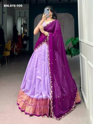 lavender cotton silk plain lehenga choli 2