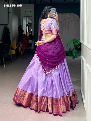 lavender cotton silk plain lehenga choli 3