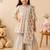 Beige block print anarkali set