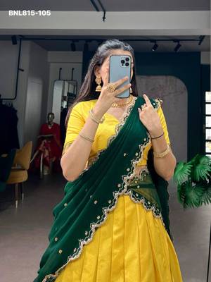 yellow cotton silk plain lehenga choli 3