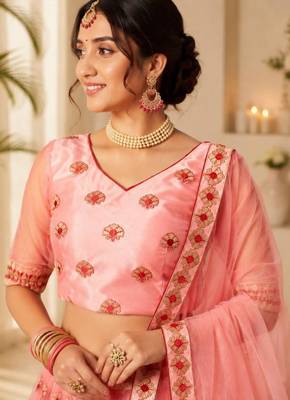 pink net embroidered lehenga choli 2
