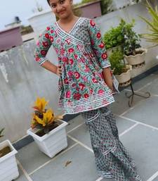 Red green floral anarkali set