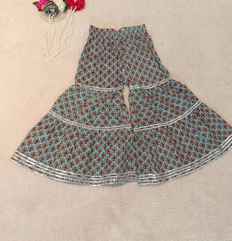 Red green floral anarkali set