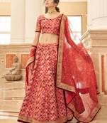 red art silk embroidered lehenga choli