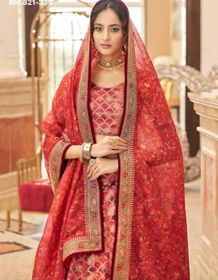 red art silk embroidered lehenga choli 3