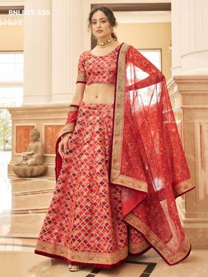 red art silk embroidered lehenga choli 4
