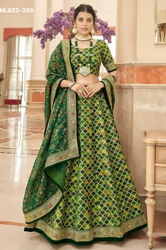 green art silk embroidered lehenga choli