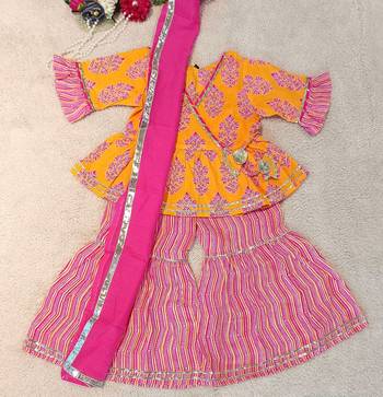 Yellow pink block anarkali set 3