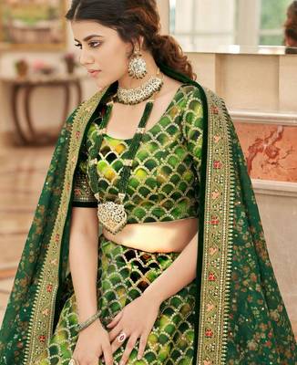 green art silk embroidered lehenga choli 2