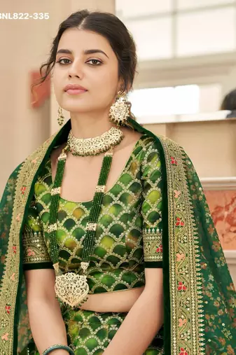 green art silk embroidered lehenga choli