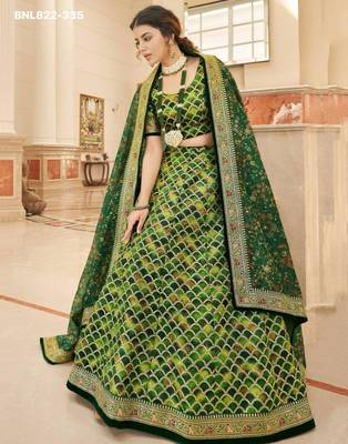 green art silk embroidered lehenga choli 4