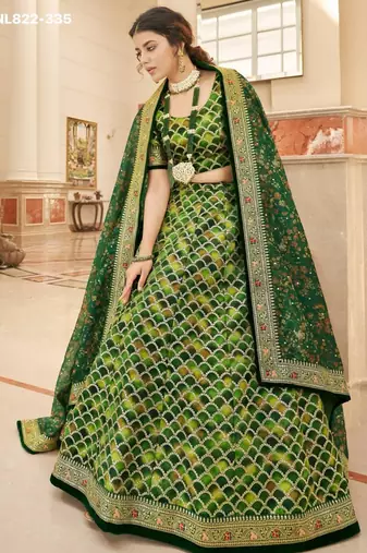 green art silk embroidered lehenga choli