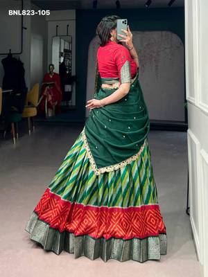 green silk blend printed Traditional lehenga choli 2