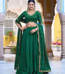 green silk blend plain lehenga choli