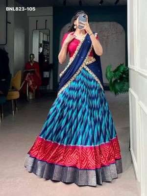 blue silk blend printed Traditional lehenga choli 2
