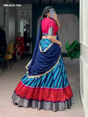 blue silk blend printed Traditional lehenga choli 3