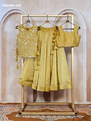 mustard silk blend plain lehenga choli 2