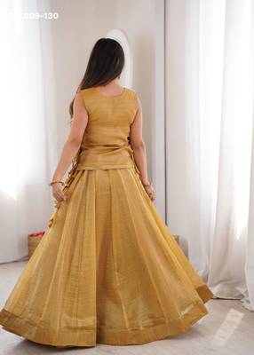 mustard silk blend plain lehenga choli 3