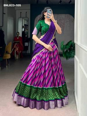 purple silk blend printed Traditional Lehenga Choli Set 1