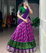 purple silk blend printed Traditional Lehenga Choli Set