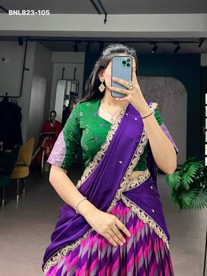 purple silk blend printed Traditional Lehenga Choli Set 2