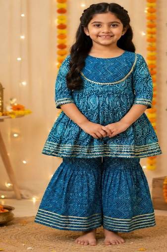 Block print anarkali set