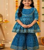 Block print anarkali set