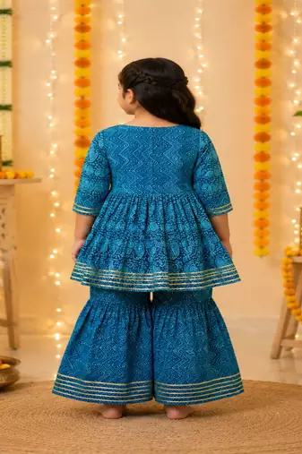 Block print anarkali set
