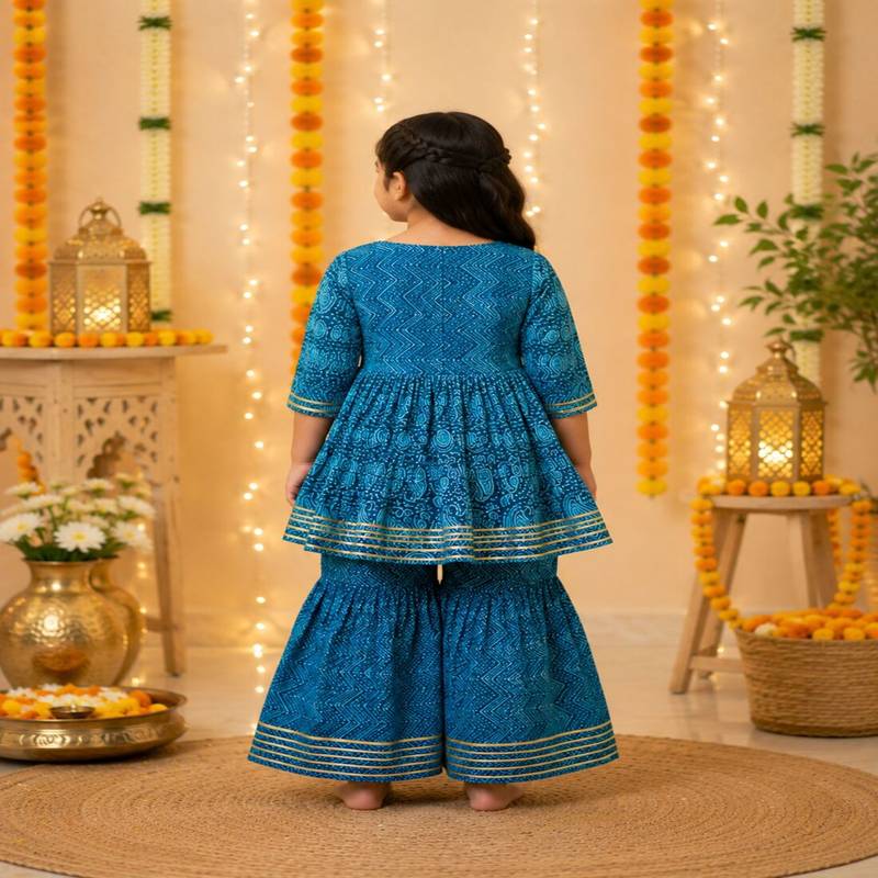Block print anarkali set