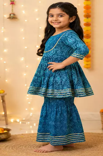 Block print anarkali set