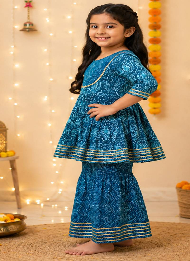 Block print anarkali set