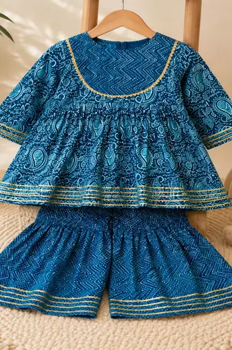 Block print anarkali set