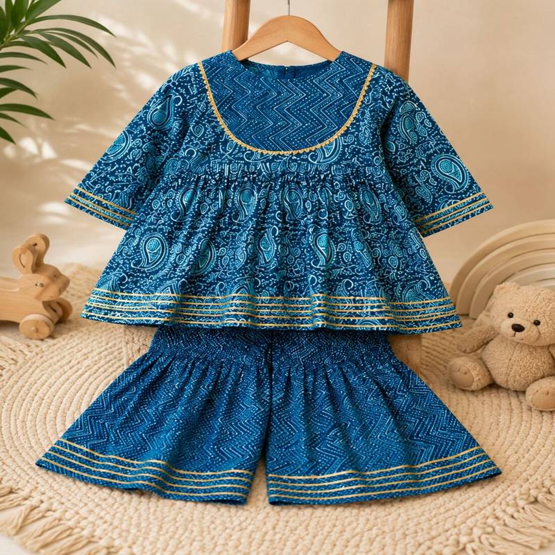 Block print anarkali set