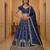 Dark Blue Silk Blend Embroidered Wedding Lehenga Choli Set
