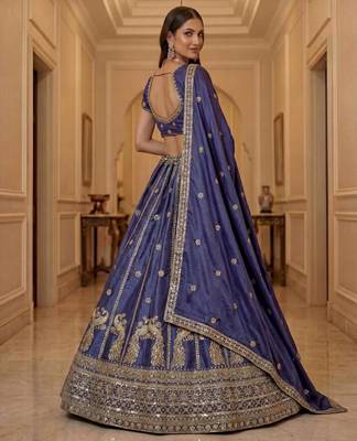 Light Purple Silk Blend Embroidered Festive Lehenga Choli Set 3