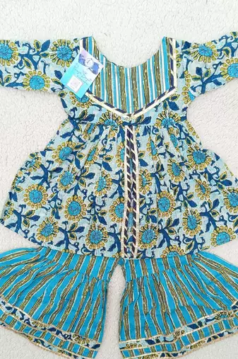 Aqua abstract anarkali suit set