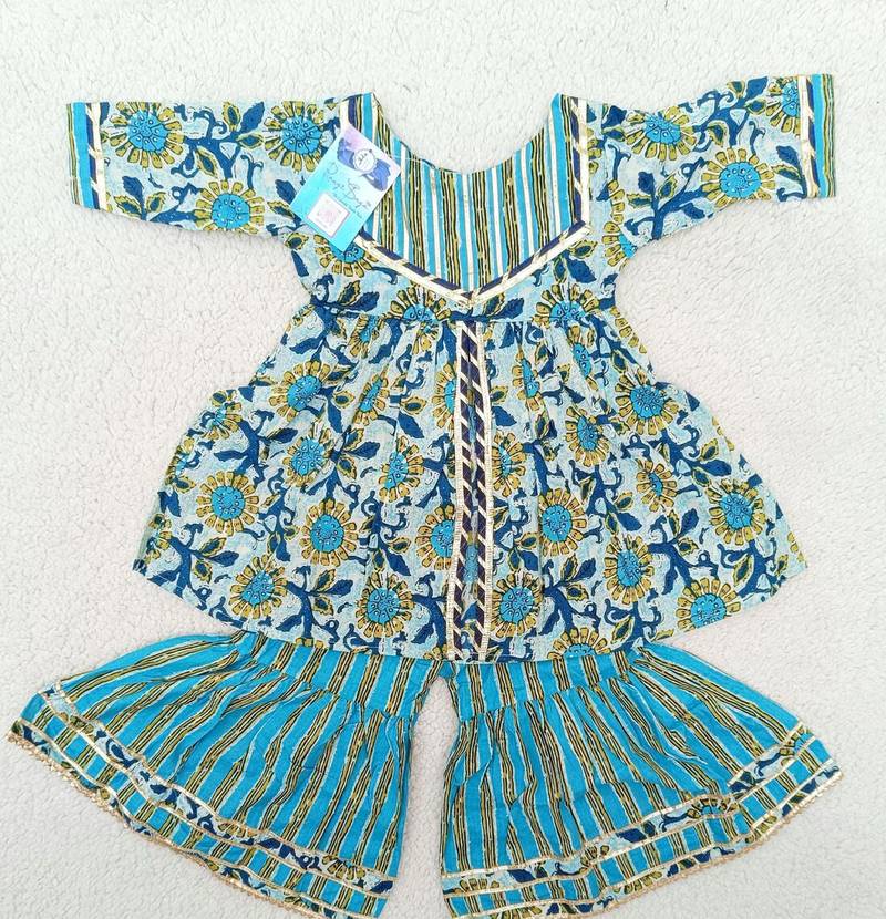 Aqua abstract anarkali suit set