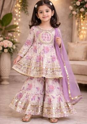 Lavender rose anarkali set 1